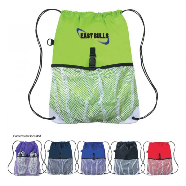 Customized Sports Drawstring Backpack with Outside Mesh Pocket