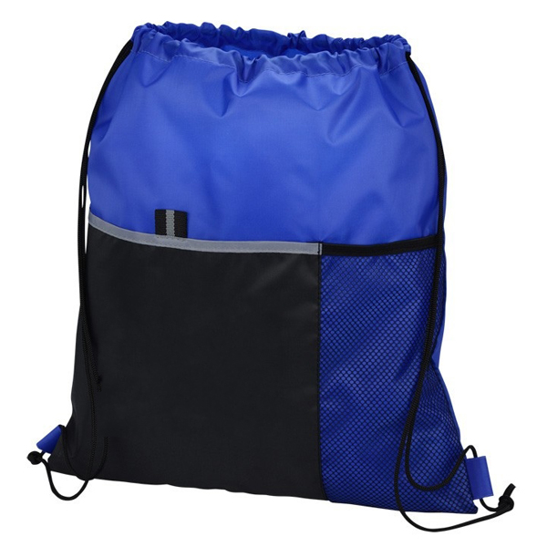 Drawstring backpack with mesh pocket open pouch for travel
