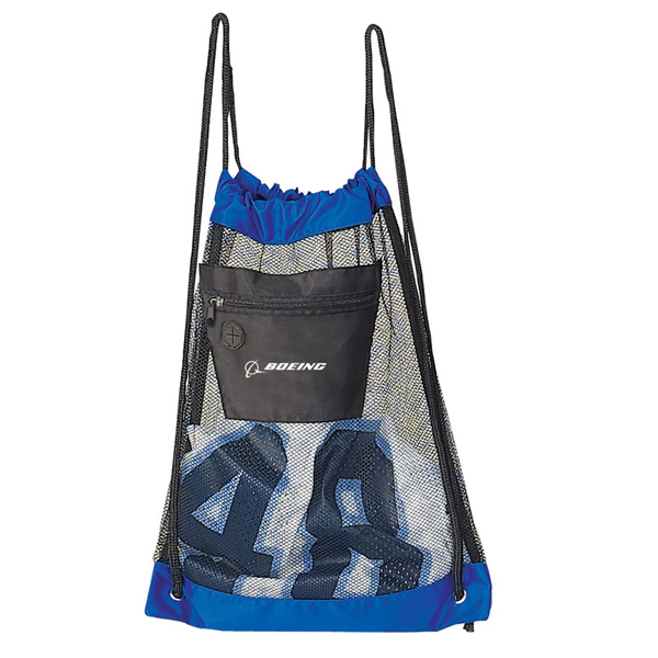 Mesh Drawstring Backpack With Front Zipper Pocket